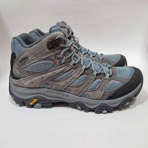 Merrell Moab 3 Mid-Top Womens Sz 9 Shoes Gray Blue Waterproof Hiking Boots Trail